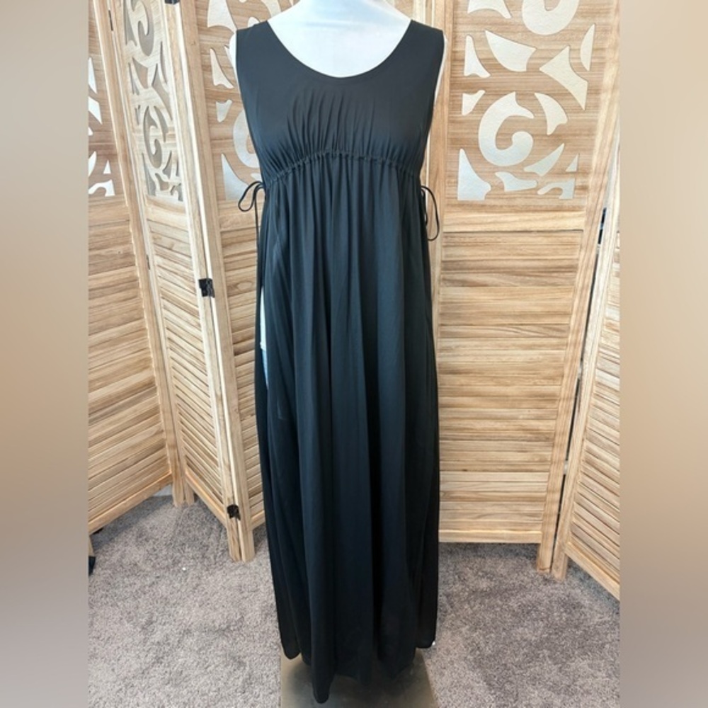 1970s John Kloss Black Nylon Tabard Open Side Dress